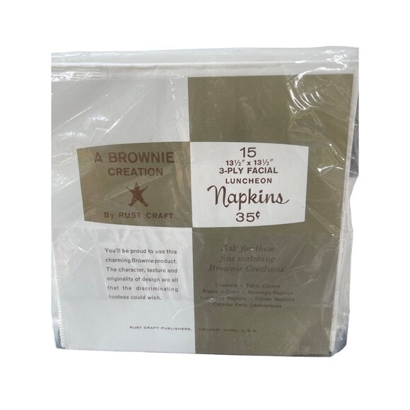 Vintage 15 Rust Craft Luncheon Napkins Flowers Hyacinth Butterfly Estate NEW NOS - Picture 3 of 4